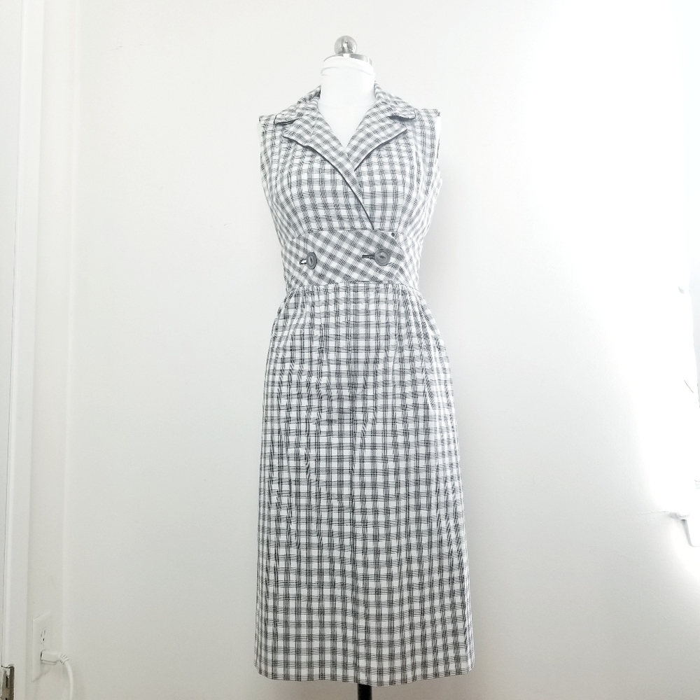 1950s true vintage black check dress